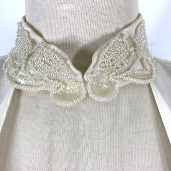Patra Petites 8P Ivory Dress Beaded Gown Wedding Bride MoB Evening Event Sheer - Picture 10 of 11